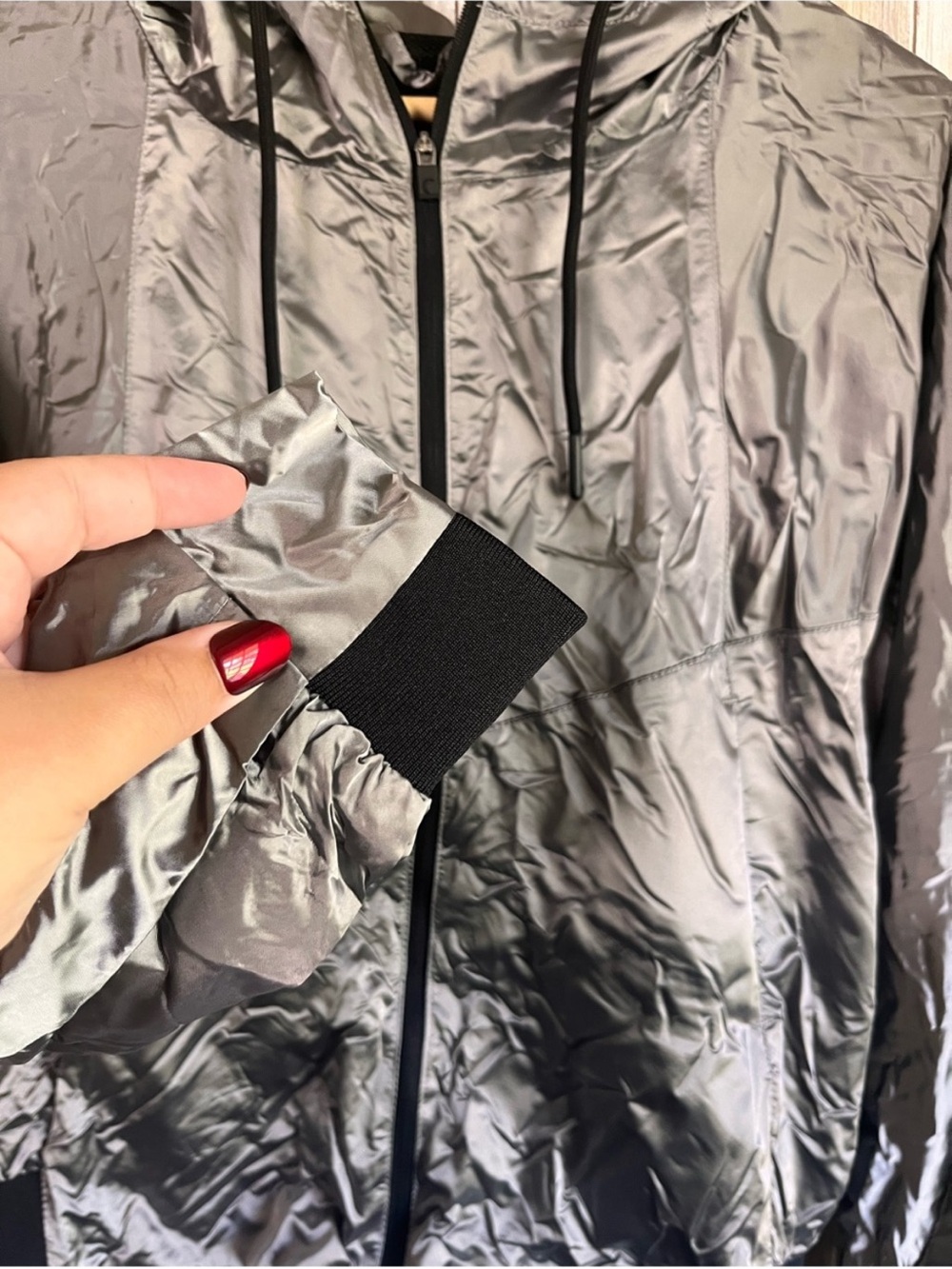 ZYIA Active Silver Galaxy Jacket Medium Metallic Hooded Windbreaker - Picture 4 of 8